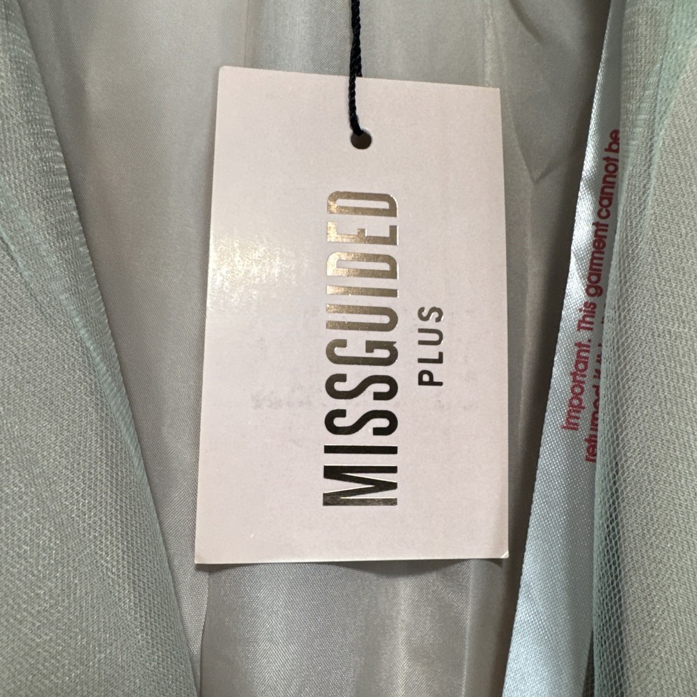 NWT Missguided Plus Size Organza Overlay Blazer Dress Womans 16 Mesh Tan - Picture 10 of 13